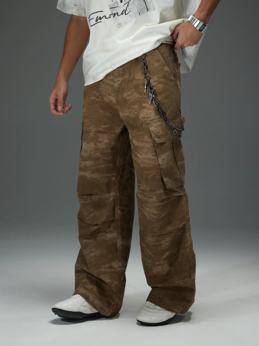 Distressed Camo Baggy Cargo Pants
