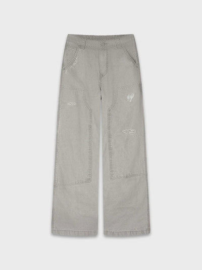 Distressed Carpenter Elastic Waist Pants