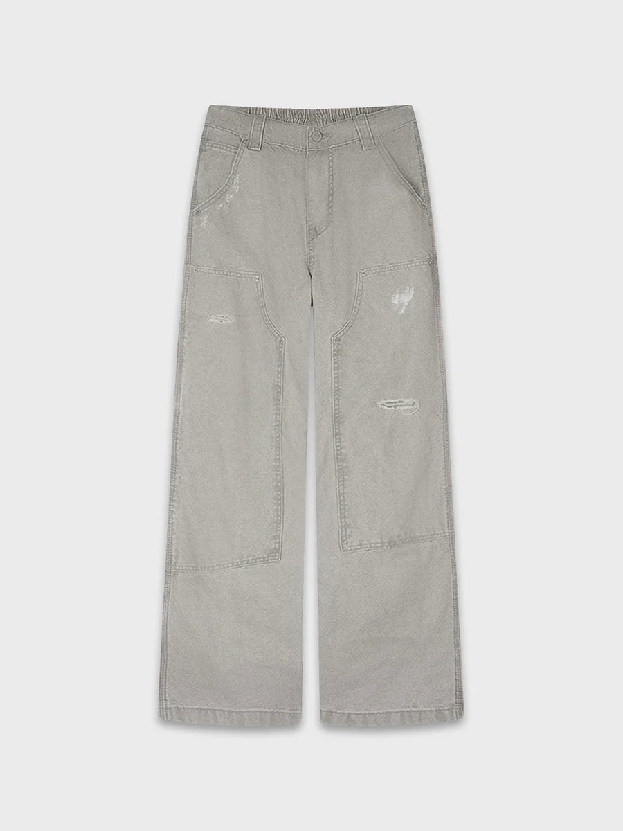 Distressed Carpenter Elastic Waist Pants