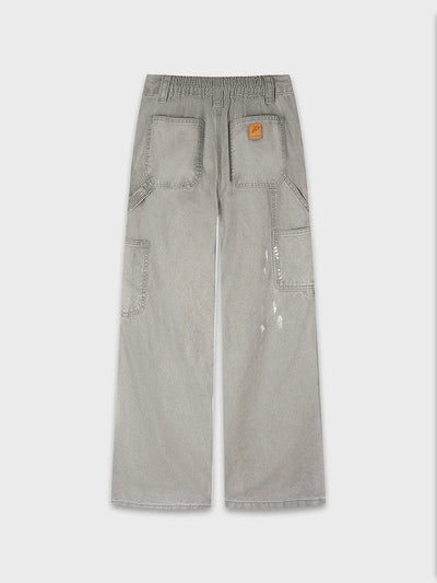 Distressed Carpenter Elastic Waist Pants