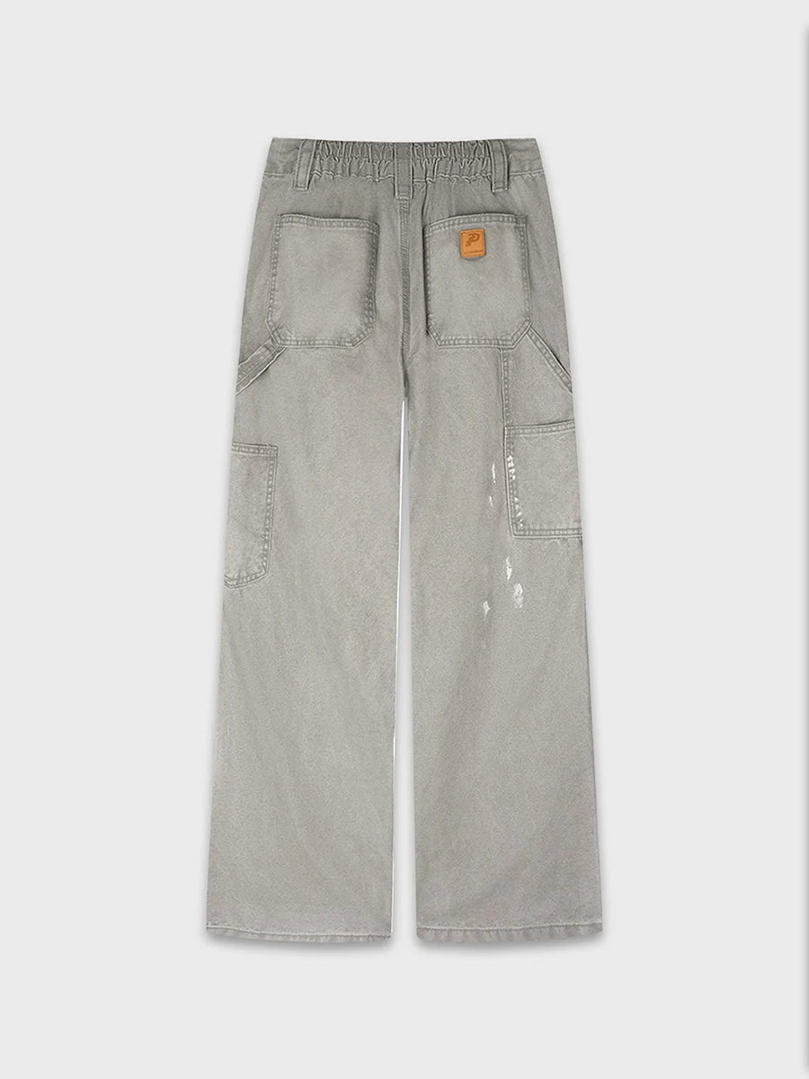 Distressed Carpenter Elastic Waist Pants