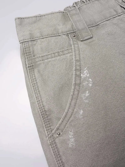 Distressed Carpenter Elastic Waist Pants