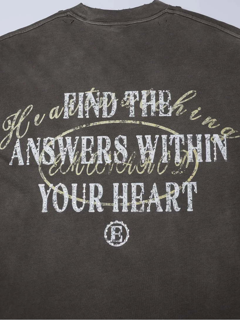 Distressed Slogan Washed Tee