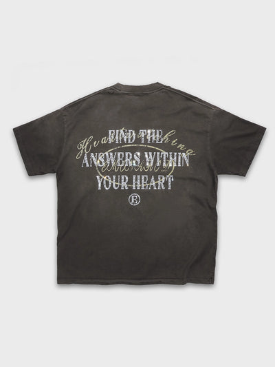 Distressed Slogan Washed Tee