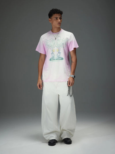 Double Waistband Wide Leg White Jeans