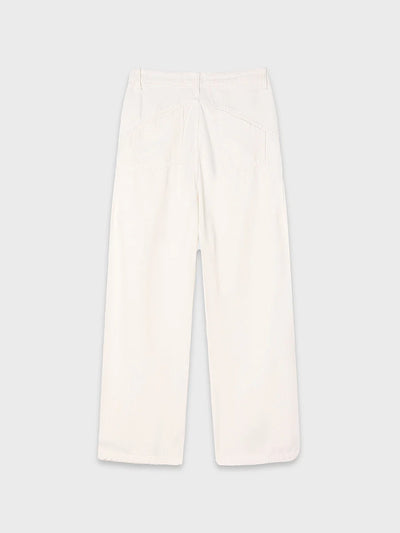 Double Waistband Wide Leg White Jeans