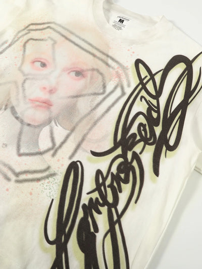 Abstract Graffiti Script Portrait Tee