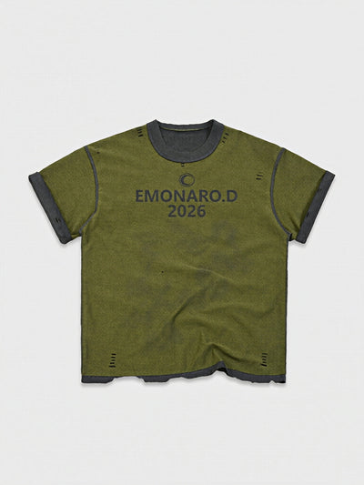Reversed Trim Distressed Tee