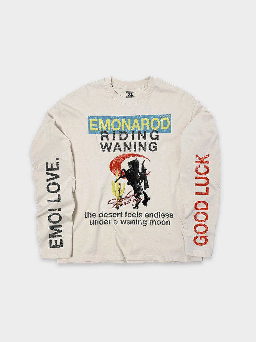 T-shirt à manches longues Doodle avec ourlet brut – Homme