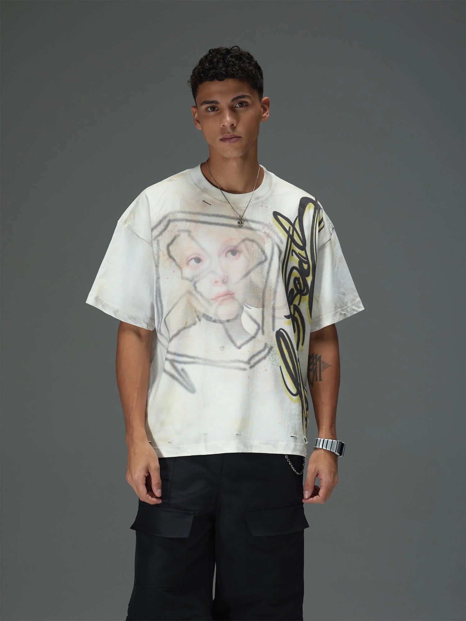 Abstract Graffiti Script Portrait Tee