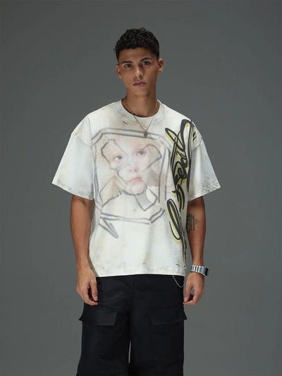 Abstract Graffiti Script Portrait Tee