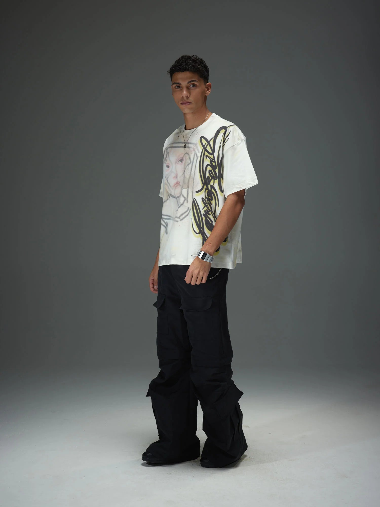 Abstract Graffiti Script Portrait Tee