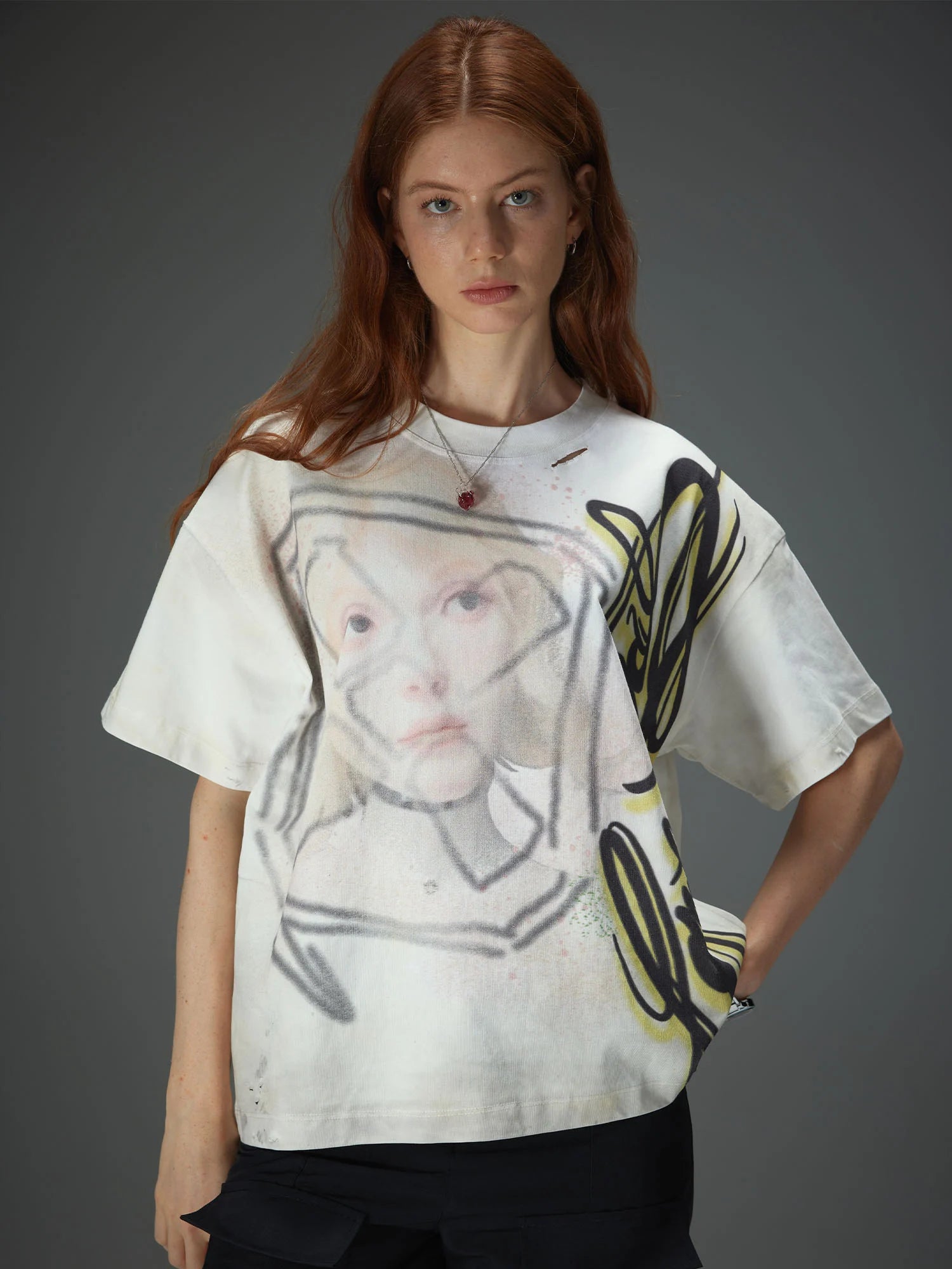 Abstract Graffiti Script Portrait Tee