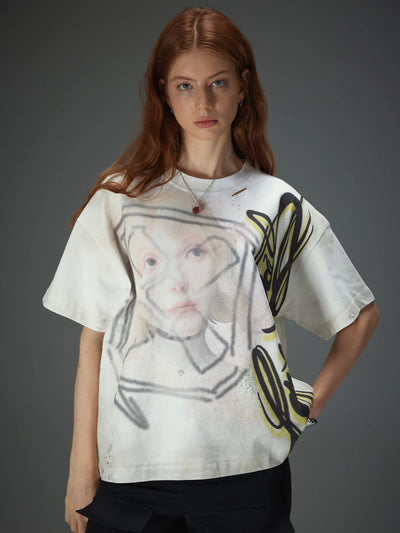 Abstract Graffiti Script Portrait Tee