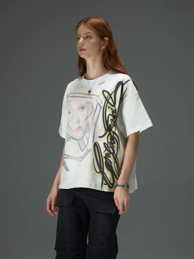 Abstract Graffiti Script Portrait Tee