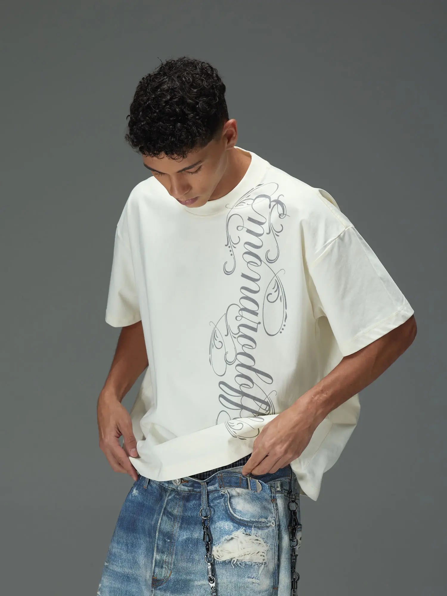 Vertical Script Boxy Tee
