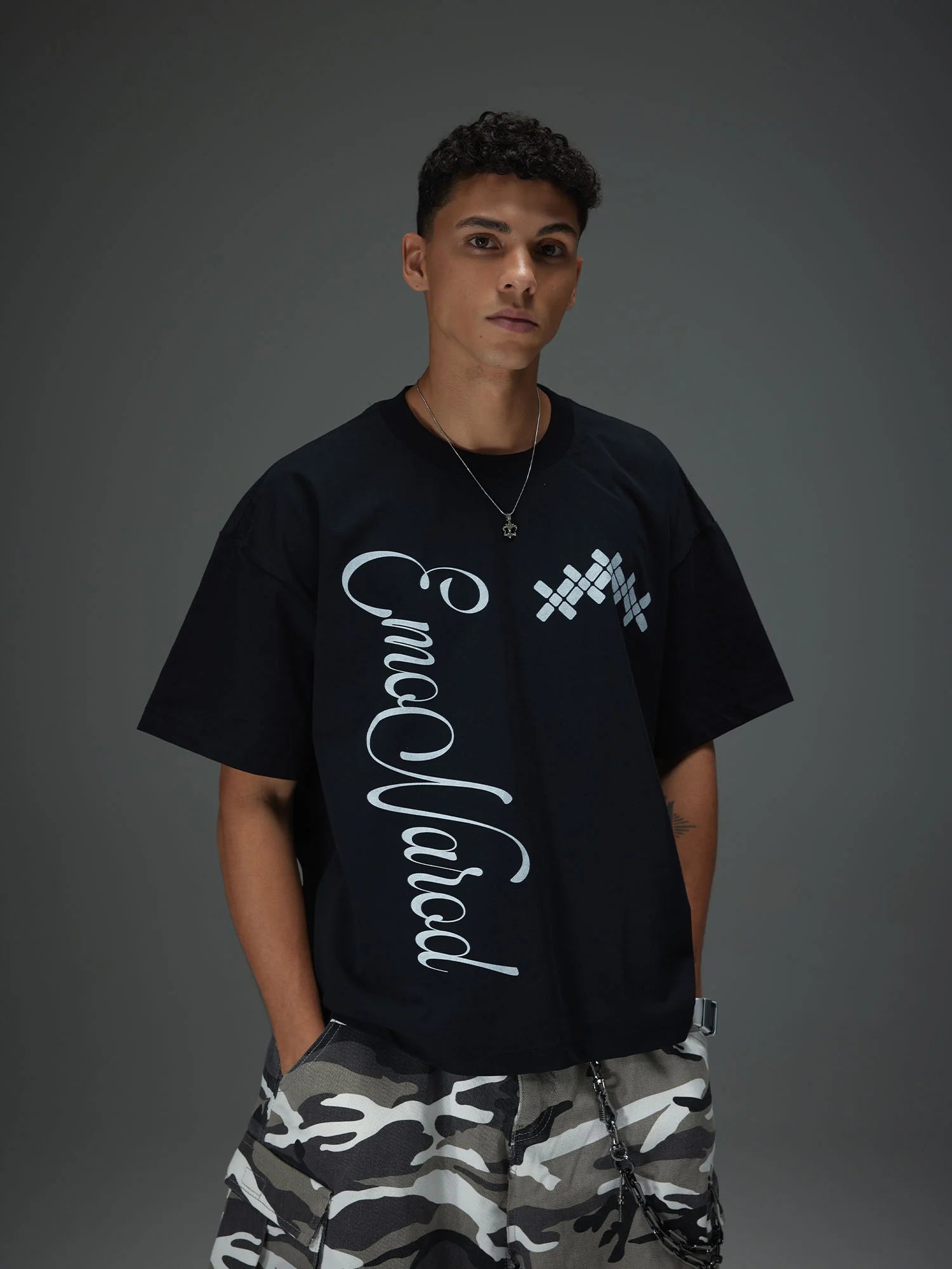 Side-Text Graphic Boxy Tee