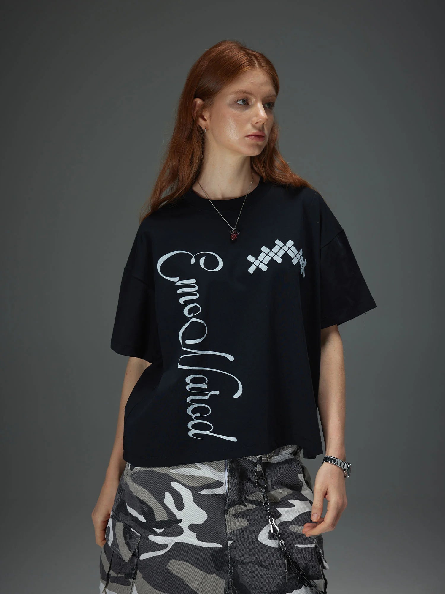 Side-Text Graphic Boxy Tee