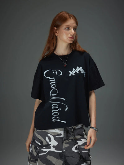 Side-Text Graphic Boxy Tee
