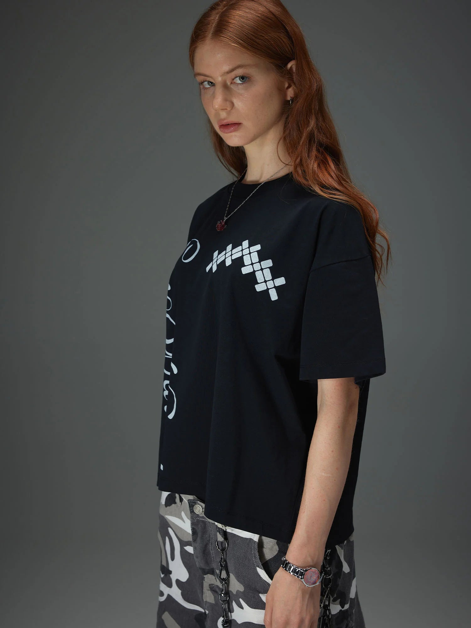 Side-Text Graphic Boxy Tee