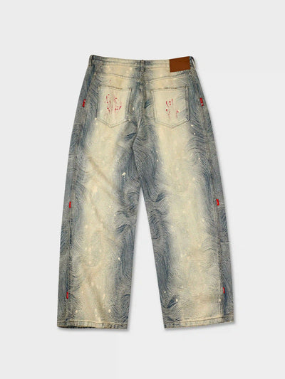 Splatter Contrast Wide Leg Jeans