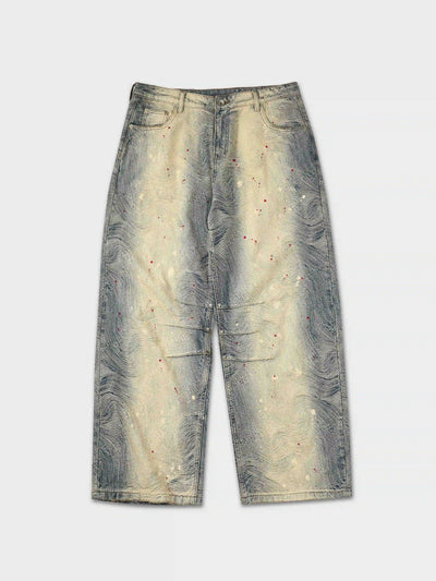 Splatter Contrast Wide Leg Jeans