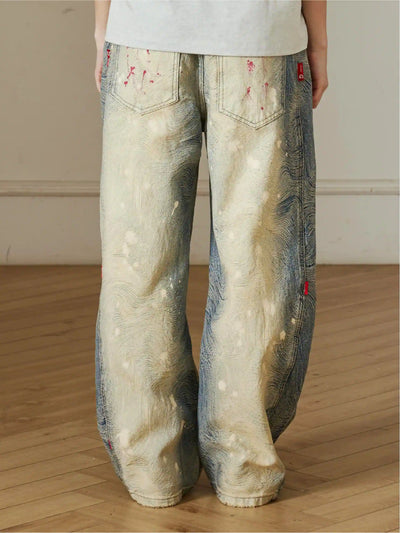 Splatter Contrast Wide Leg Jeans