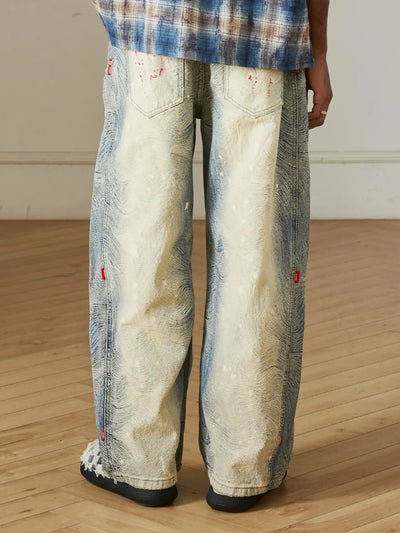 Splatter Contrast Wide Leg Jeans
