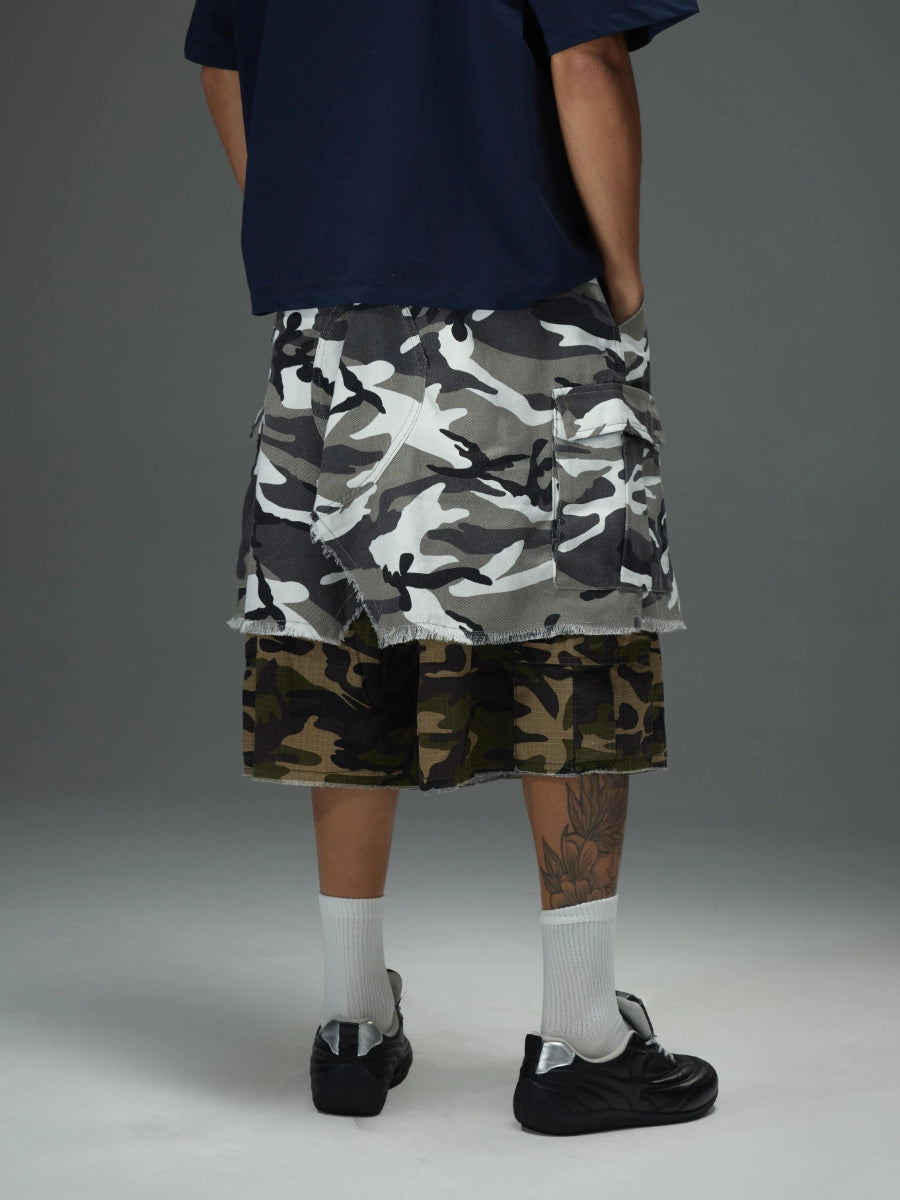 Patchwork Camo Cargo Shorts