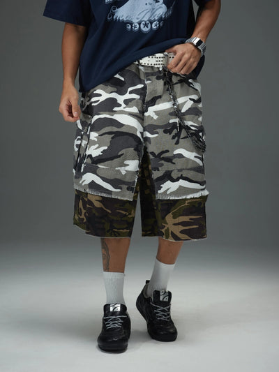 Patchwork Camo Cargo Shorts
