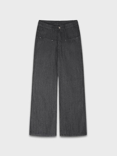 Pinstripe Baggy Wide Leg Jeans
