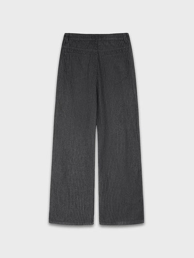 Pinstripe Baggy Wide Leg Jeans