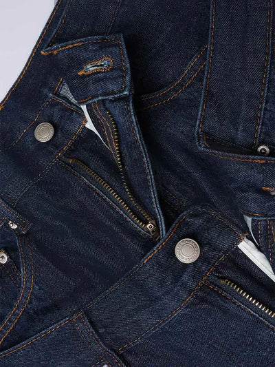 Rivet Double Waist Denim Shorts