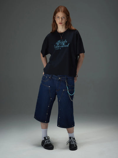 Rivet Double Waist Denim Shorts