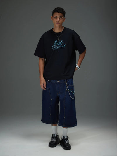 Rivet Double Waist Denim Shorts
