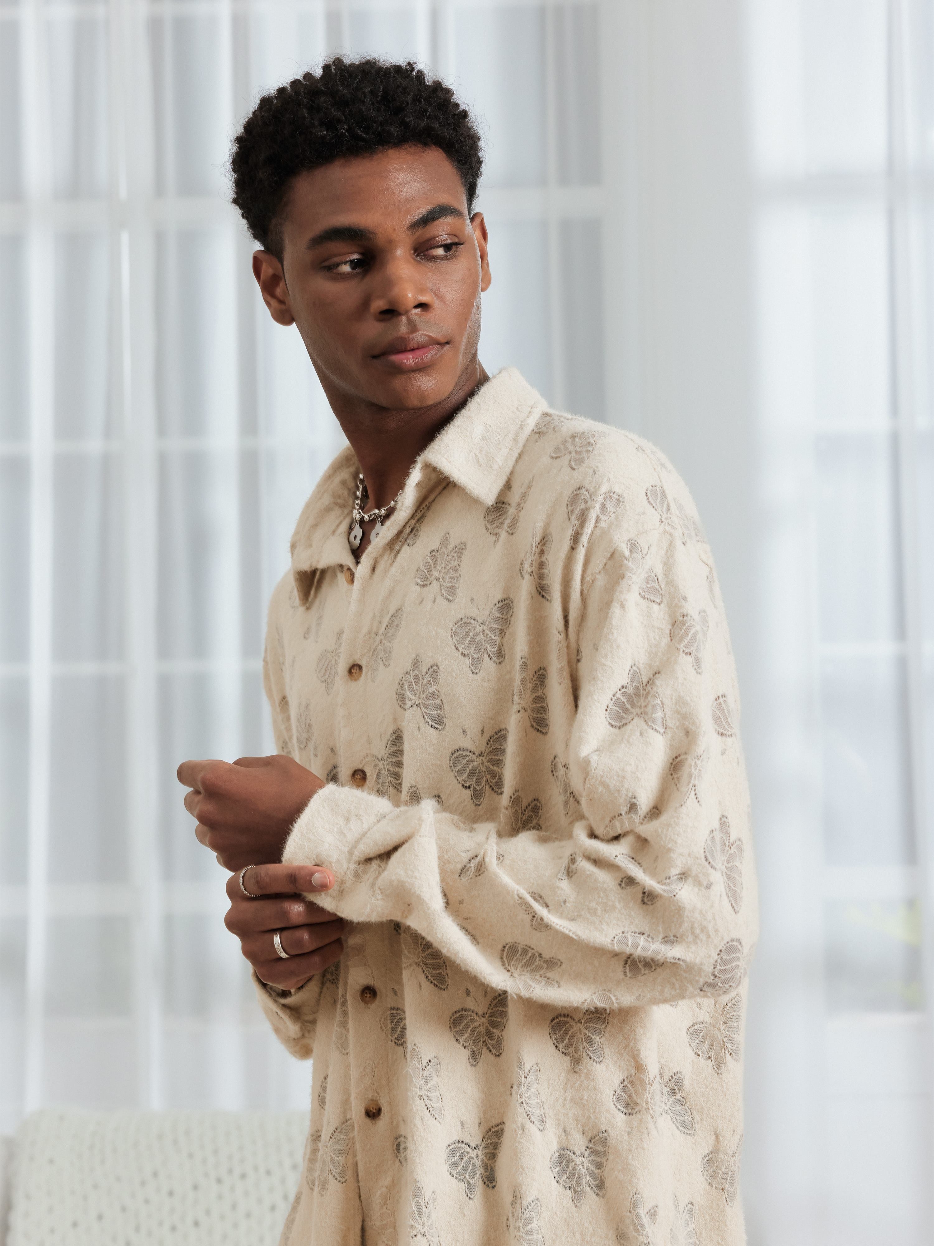 Soft Butterfly Lace Long Sleeve Shirt