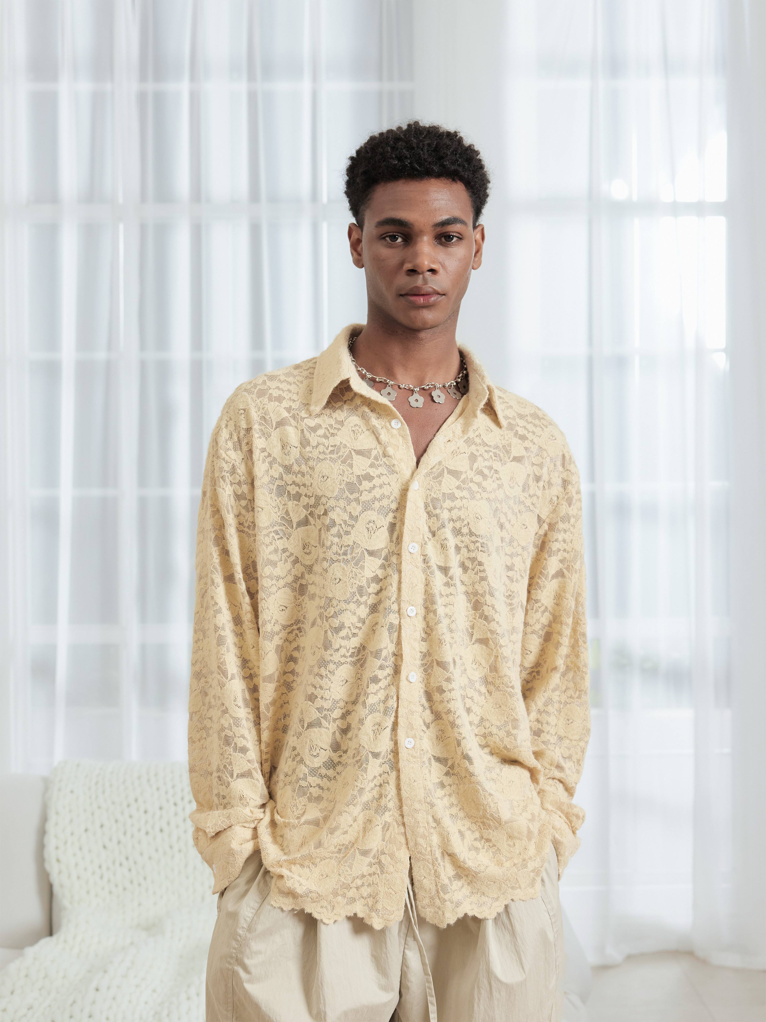 Soft Floral Lace Long Sleeve Shirt