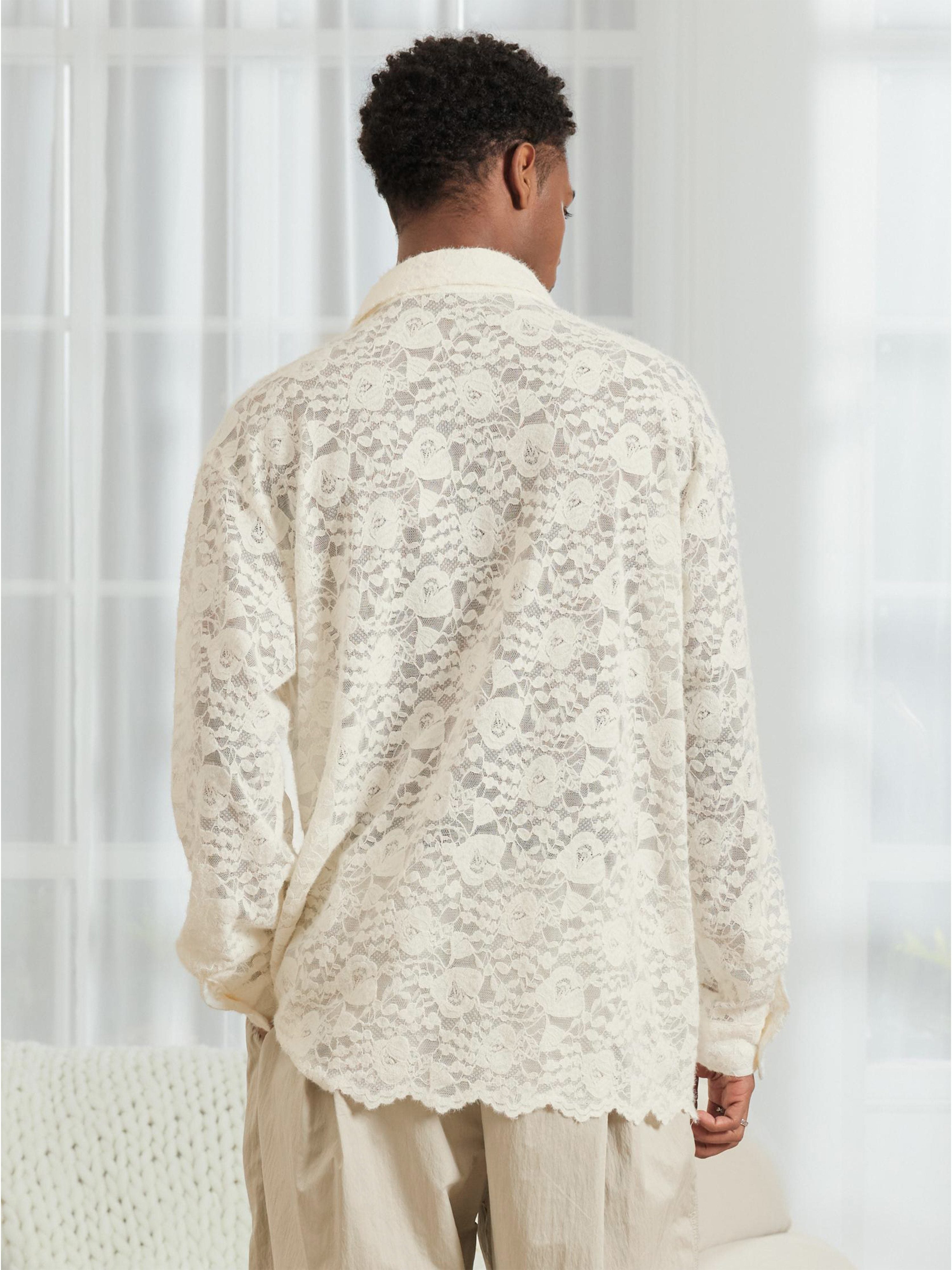 Soft Floral Lace Long Sleeve Shirt