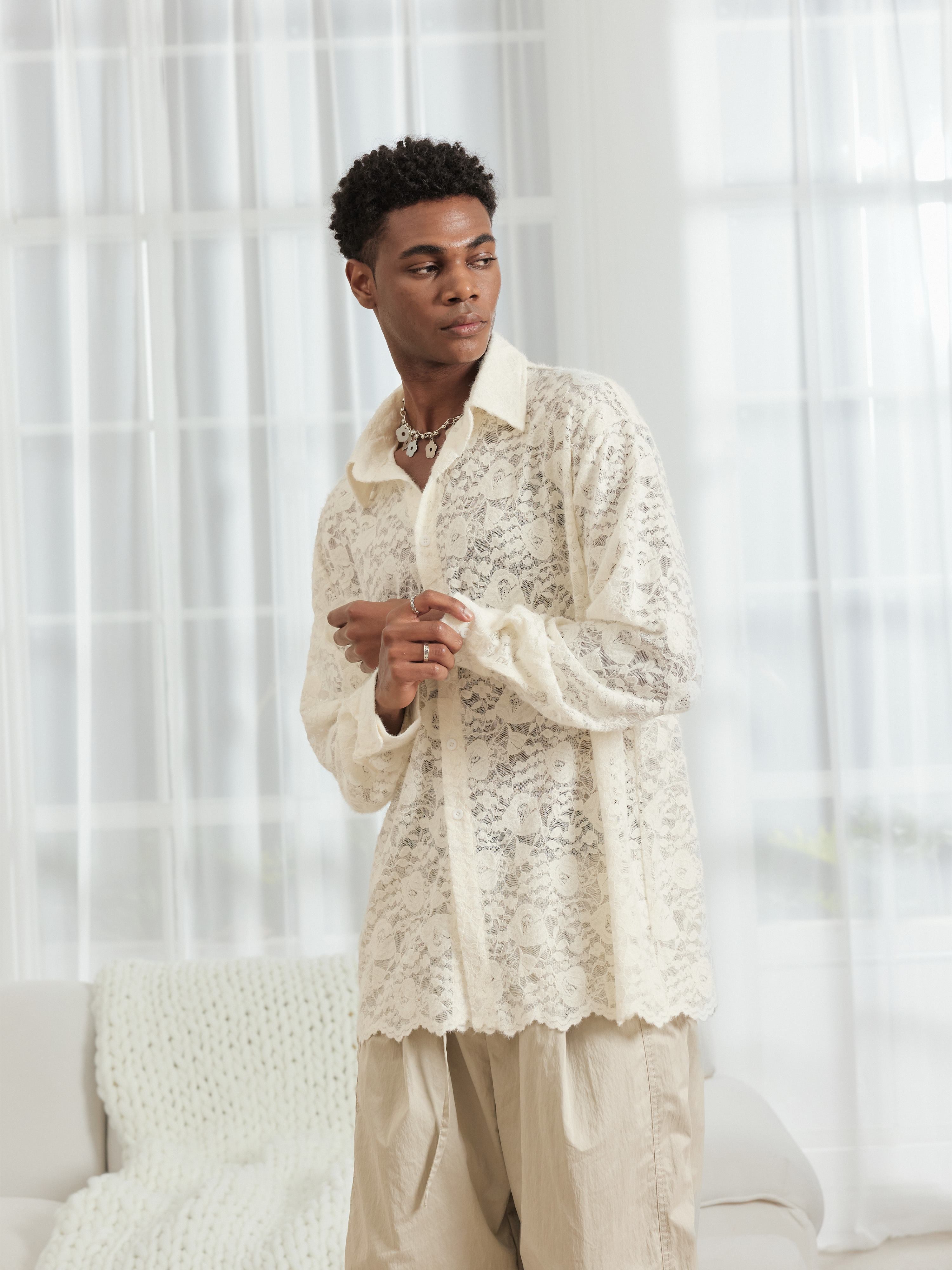 Soft Floral Lace Long Sleeve Shirt