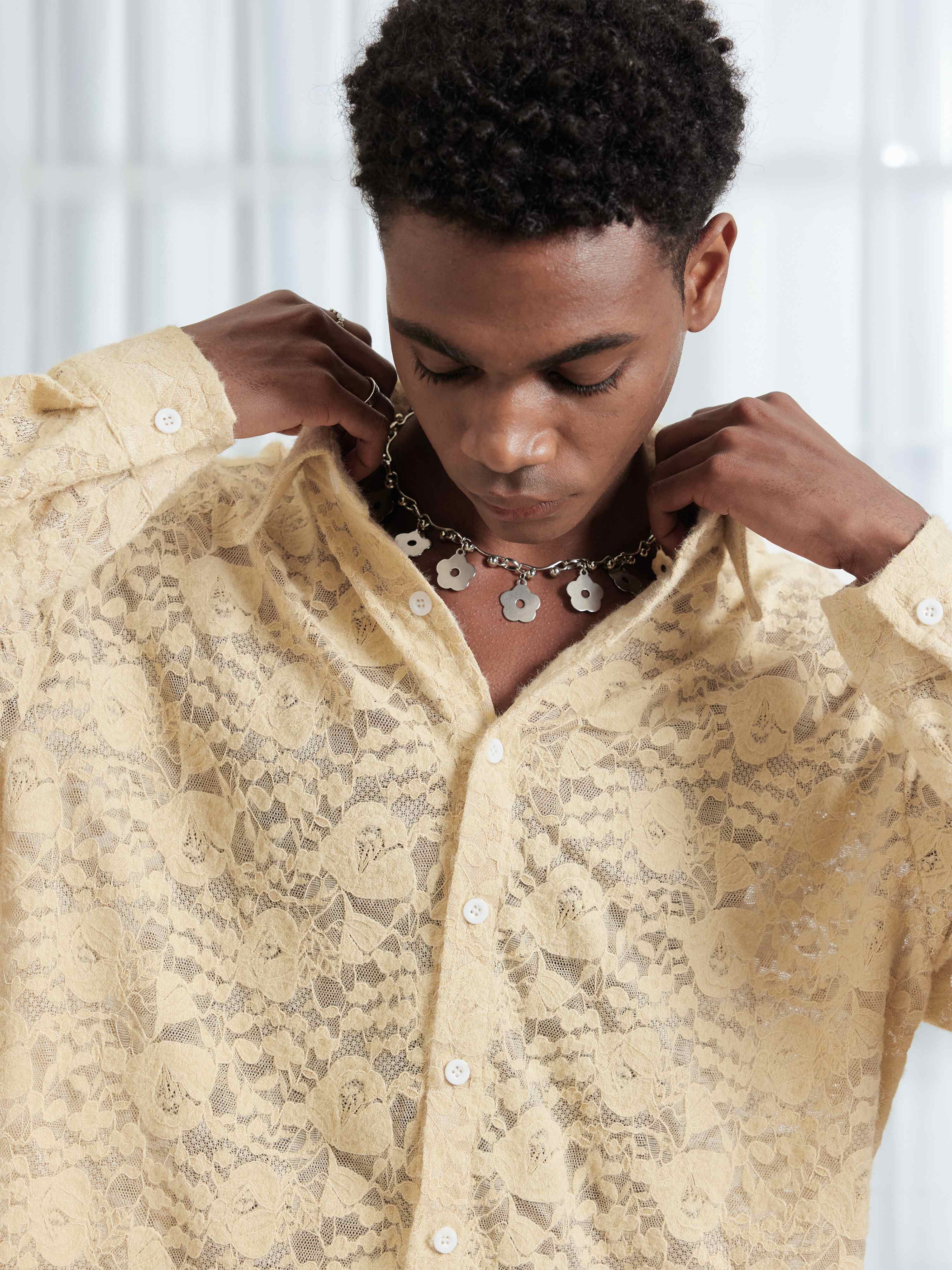 Soft Floral Lace Long Sleeve Shirt