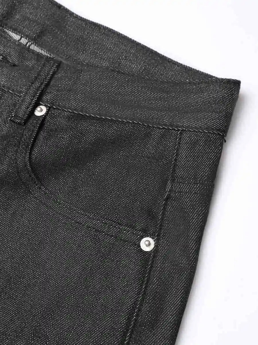 Wide Leg Button Fly Denim Shorts