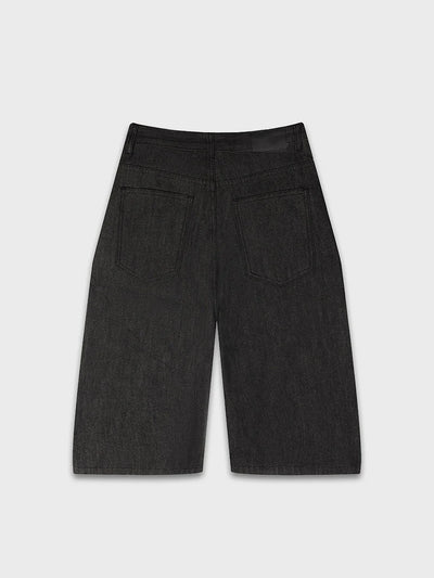 Wide Leg Button Fly Denim Shorts