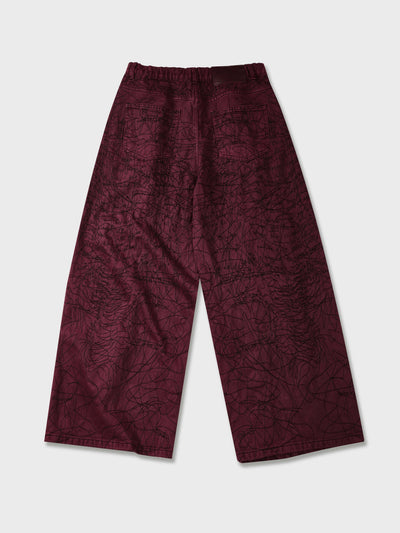 Abstract Stitch Crimson Jeans