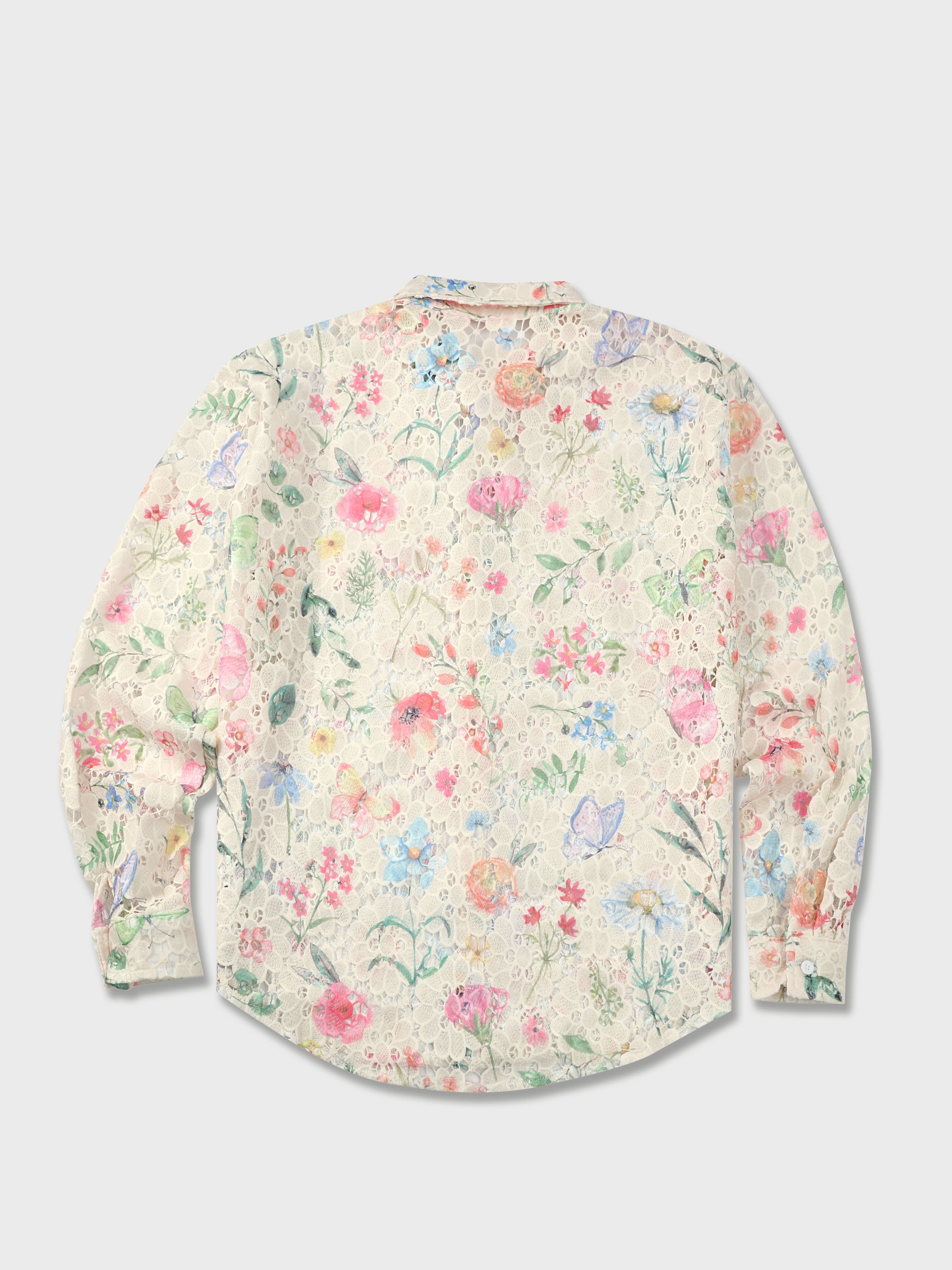 Irregular Eyelet Long Sleeve Shirt
