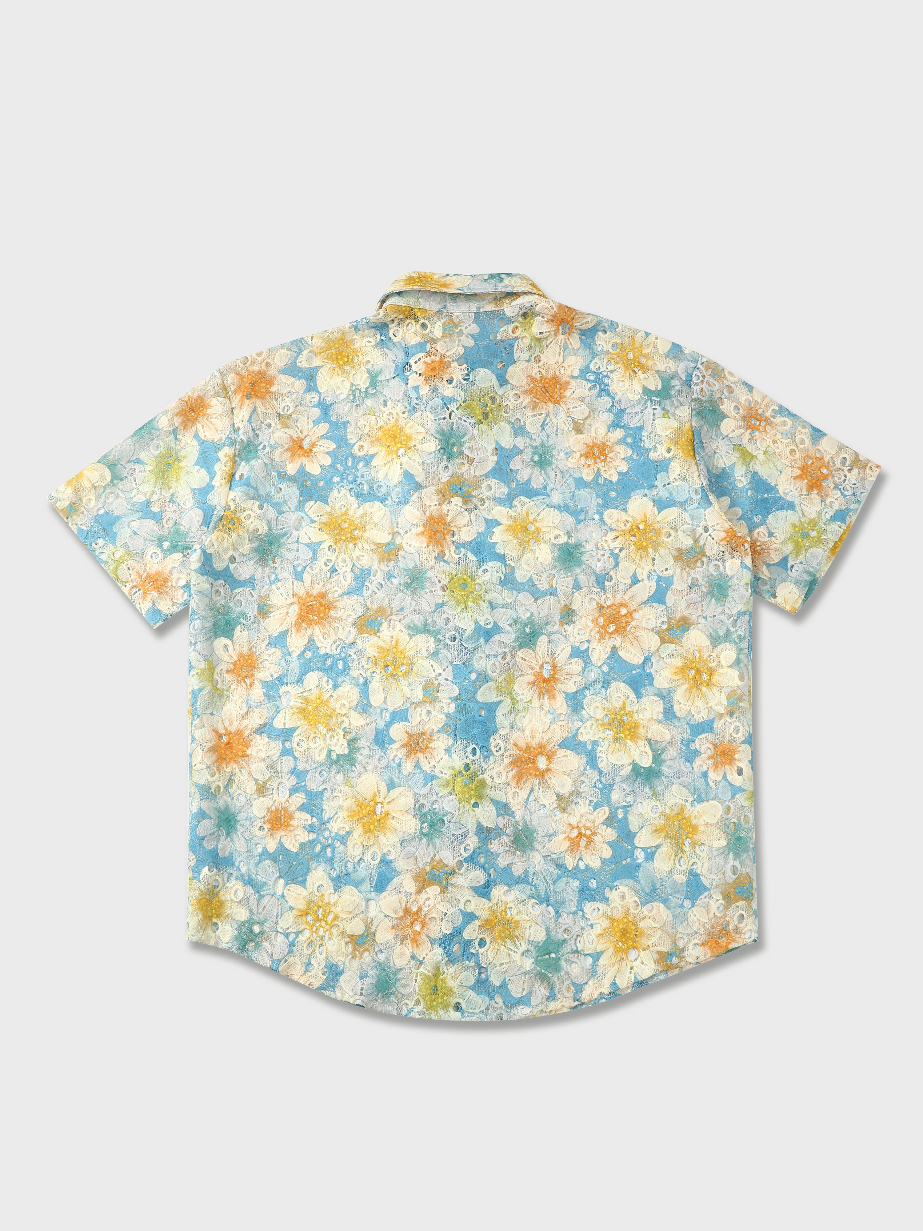 Irregular Eyelet Short Sleeve Shirt