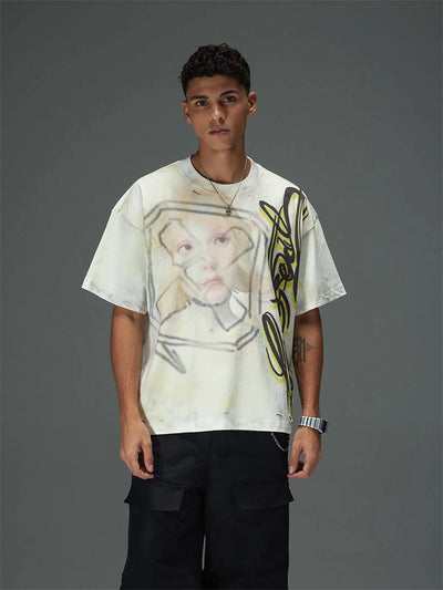 Abstract Graffiti Script Portrait Tee