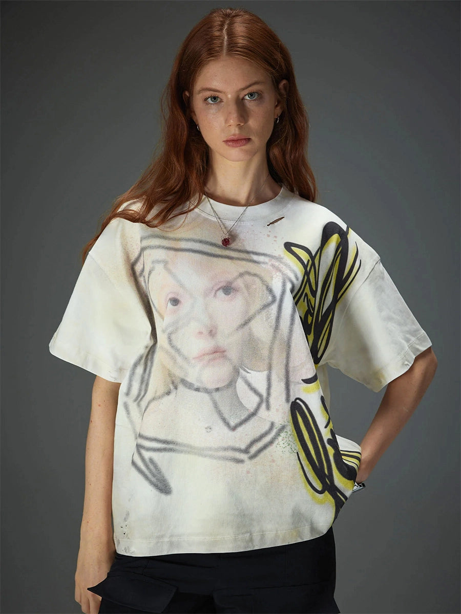 Abstract Graffiti Script Portrait Tee