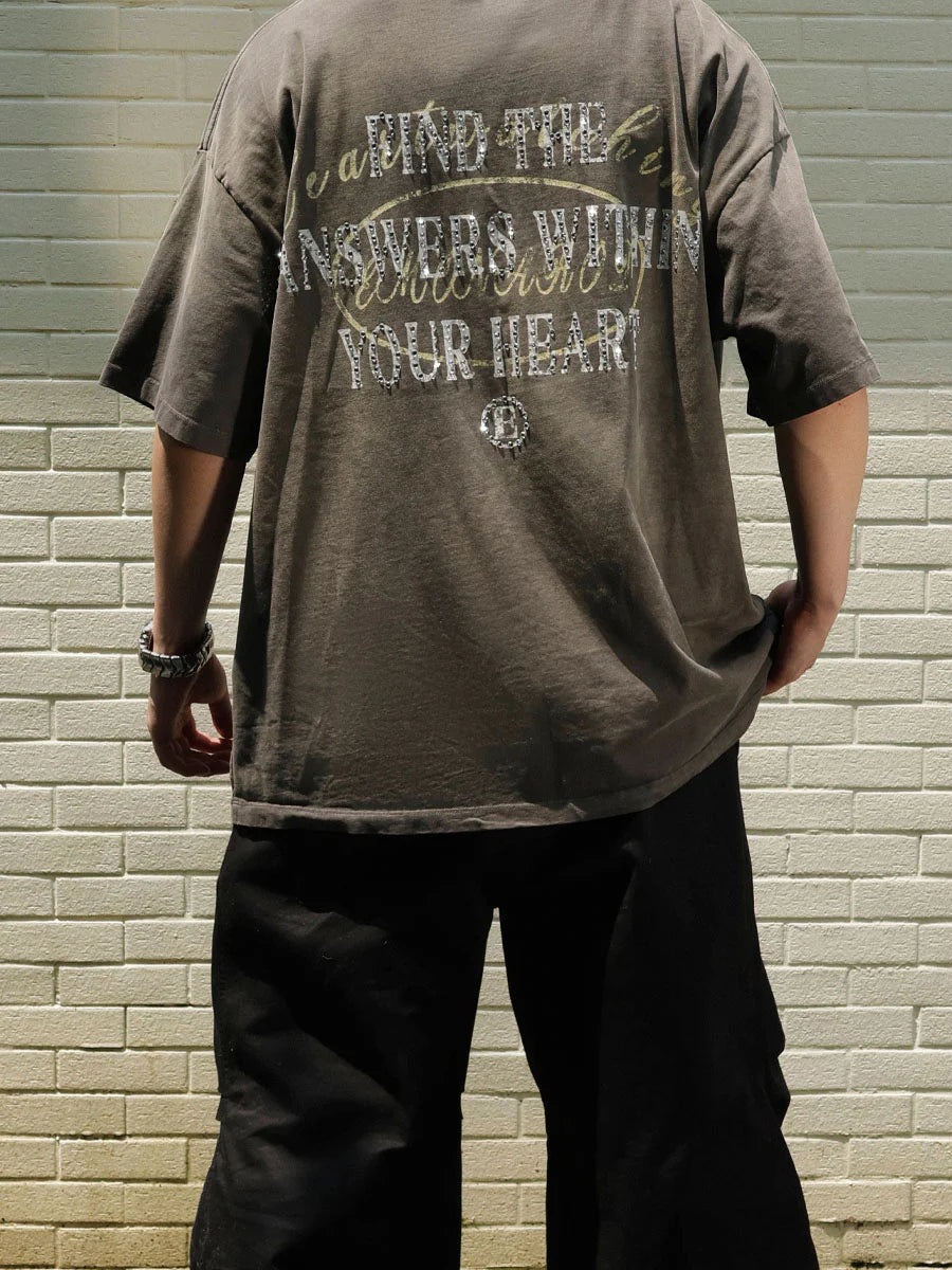 Distressed Slogan Washed Tee