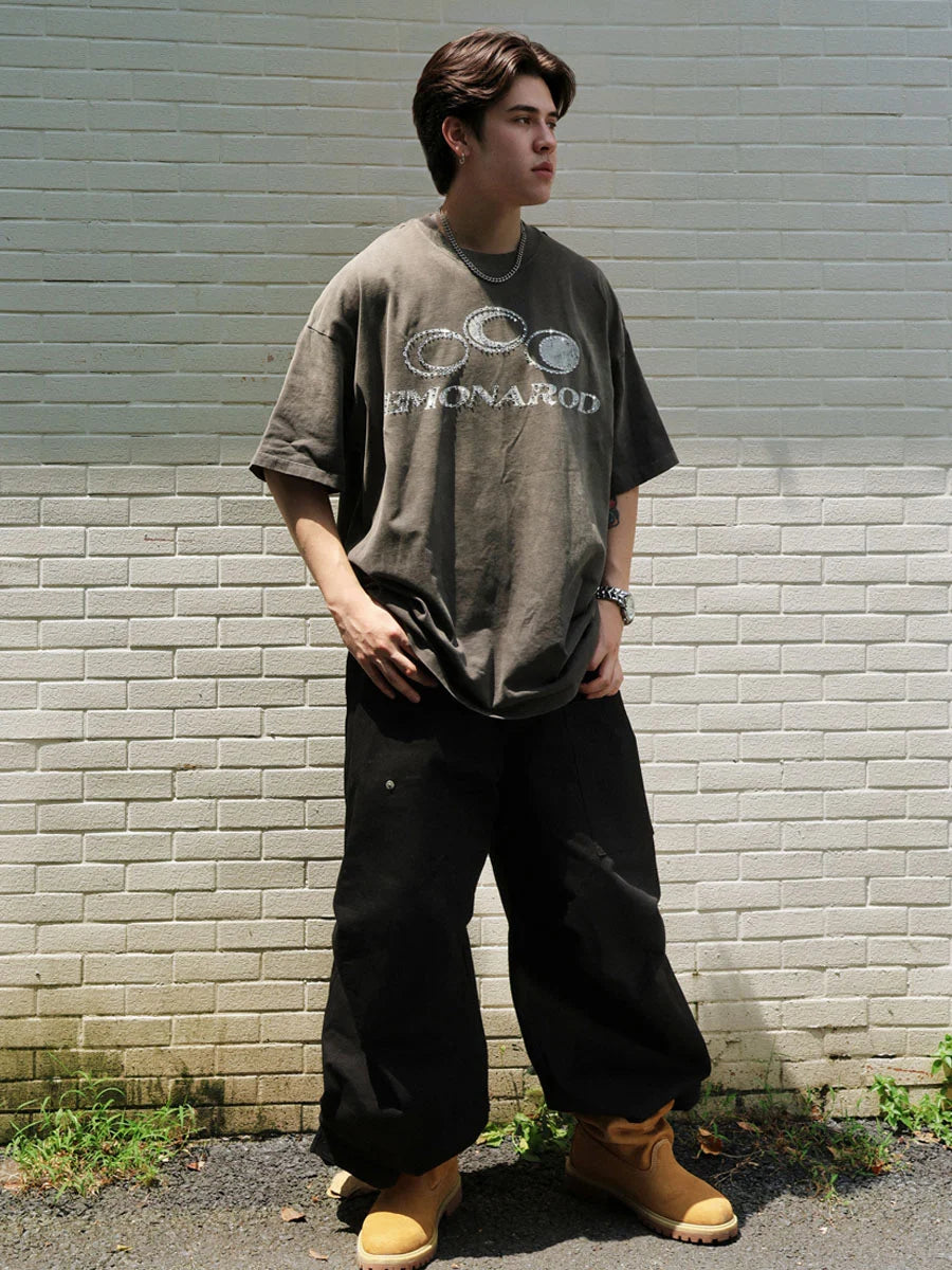 Distressed Slogan Washed Tee